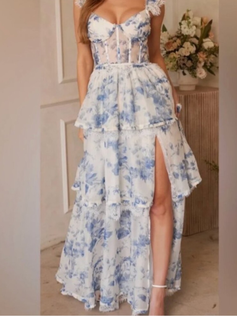 Chapman Jolie Gown in Provencal Blue Floral size 12
